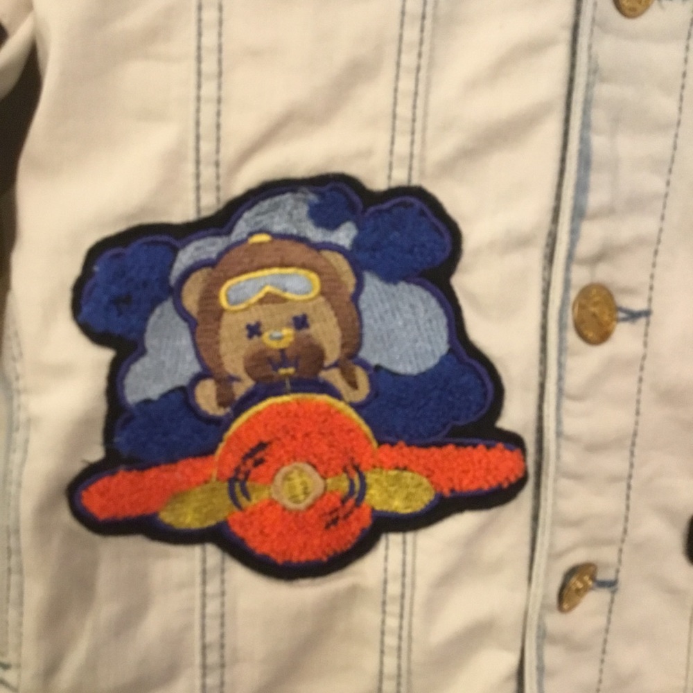 Kids Denim Jacket with Orange Accents size 12-14 - Picture 4 of 5